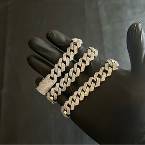 Moissanite Iced Out 4 Row Miami Cuban Chain Silver 15mm 22 Inches Brand New VVS1